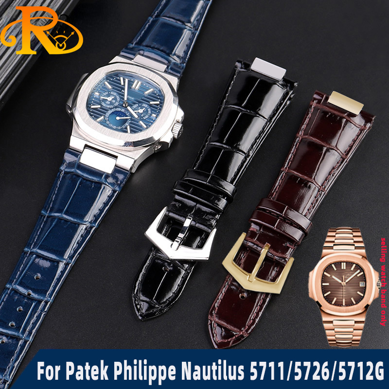 Patek Philippe Watch Nautilus - Tali jam tangan kulit asli takik,