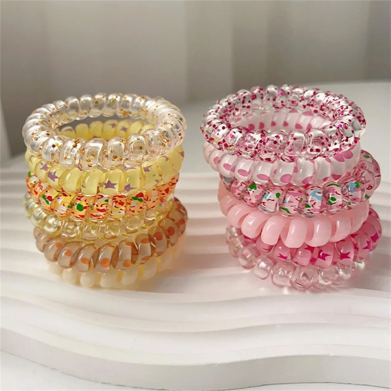 6pcs Ikat Rambut Spiral Resin  - Silicone Band Women ulasan dan harga