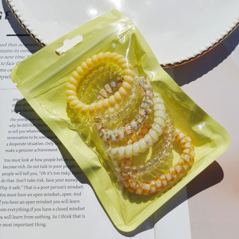 6pcs Ikat Rambut Spiral Resin  - Silicone Band Women ulasan dan harga